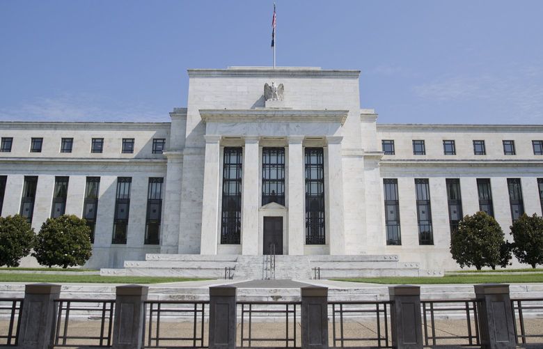 The Federal Reserve Building on Constitution Avenue in Washington is seen Aug. 2, 2017, in Washington. The Federal Reserve said Monday, May 9, 2022 that Russia’s war in Ukraine and surging inflation are now the greatest threats facing the global economy, supplanting the coronavirus pandemic. (AP Photo/Pablo Martinez Monsivais) NYPS209 NYPS209