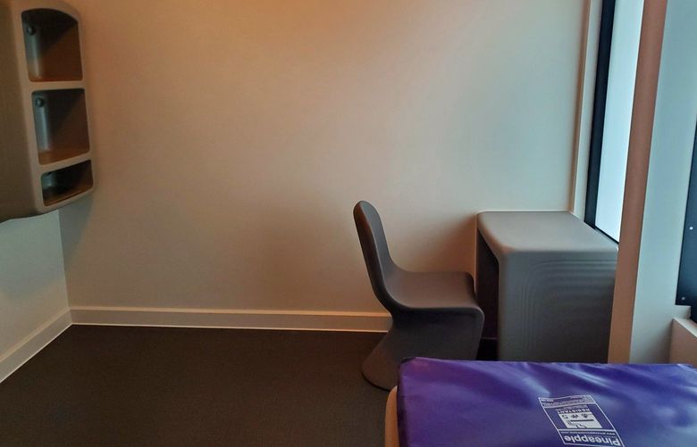 An empty resident’s room at Pearl Youth Residence in Tacoma.