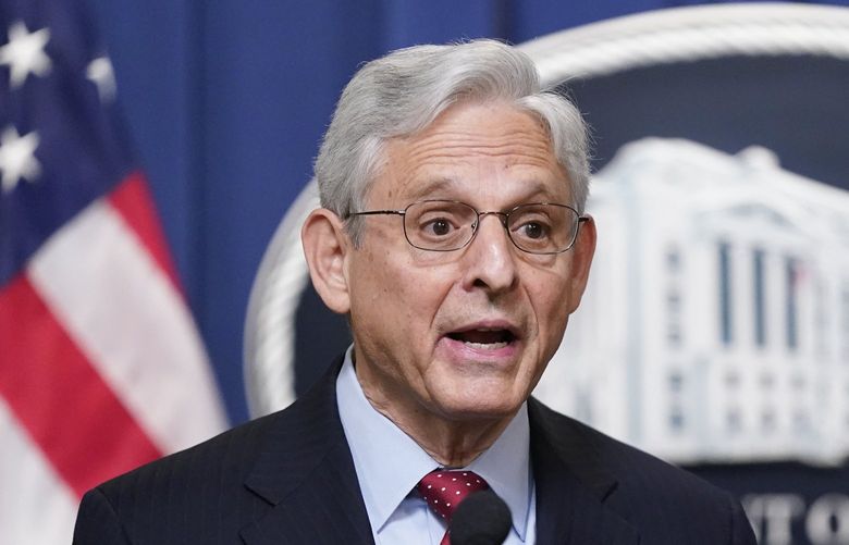 Attorney General Merrick Garland speaks at a news conference to announce actions to enhance the Biden administration’s environmental justice efforts, Thursday, May 5, 2022, at the Department of Justice in Washington. (AP Photo/Patrick Semansky) DCPS106 DCPS106
