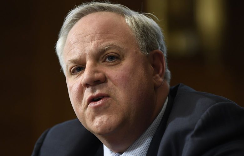 FILE – In this March 10, 2020, file photo Interior Secretary David Bernhardt testifies before the Senate Energy and Natural Resources Committee on the FY’21 budget in Washington. Democrats on the House Natural Resources Committee on Wednesday, May 11, 2022, asked the Justice Department to investigate whether Bernhardt, a Trump administration Interior secretary, engaged in possible criminal conduct while helping an Arizona developer get a crucial permit for a housing project. (AP Photo/Susan Walsh, File) WX102 WX102
