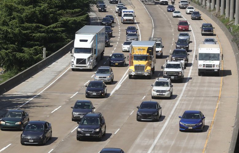 South bound traffic on I-5, photographed from the Holgate Street overpass, looking North, Wednesday, July 28, 2021. 217745