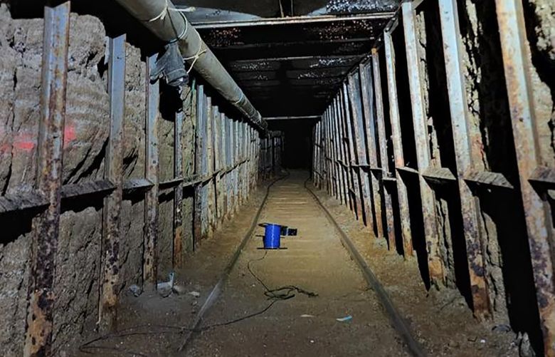 The interior of a cross-border tunnel found at a warehouse in Otay Mesa, California. (Courtesy of Homeland Security Investigations/TNS) 48129768W 48129768W