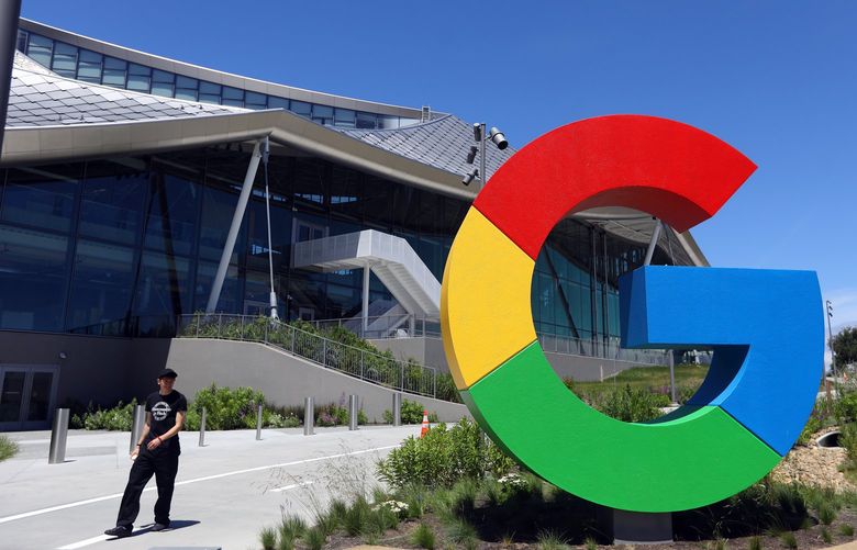 The exterior of the new Google Bay View campus is photographed on Monday, May 16, 2022, in Mountain View, Calif. The 42 acres of campus totals 1.1 million square feet, with two office buildings, an event center, and 20 acres of open space. (Aric Crabb/Bay Area News Group/TNS)