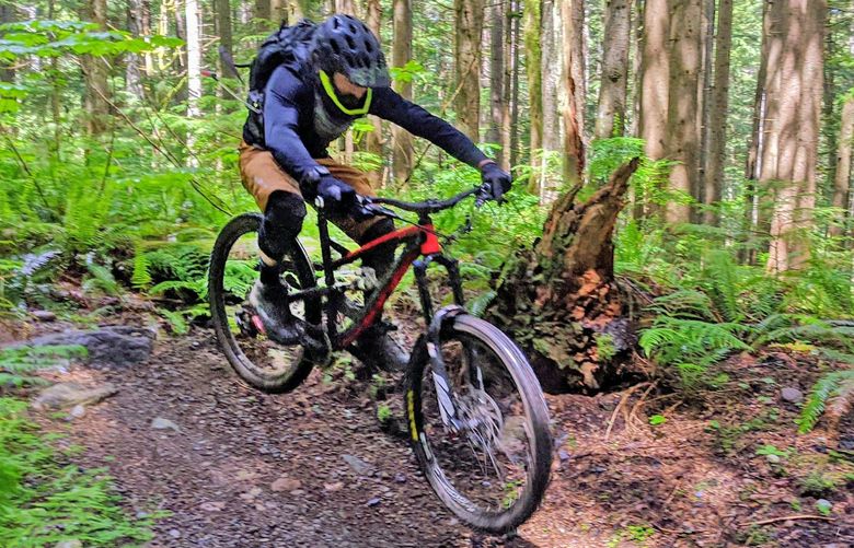 Justin Klumpp shows good form as he whips through the Tiger Mountain trail network.