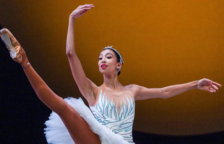 Pacific Northwest Ballet corps de ballet dancer Amanda Morgan in Kent Stowell’s “Swan Lake.”