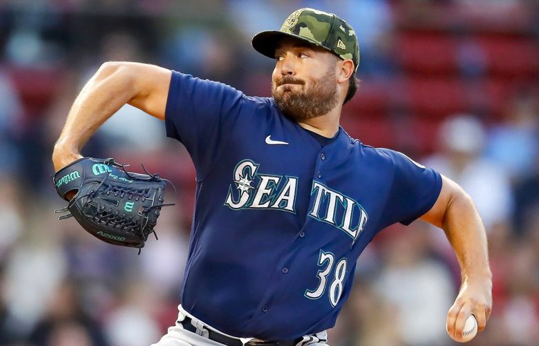 Seattle Mariners’ Robbie Ray pitches during the first inning of the team’s baseball game against the Boston Red Sox, Friday, May 20, 2022, in Boston. (AP Photo/Michael Dwyer) MAMD102