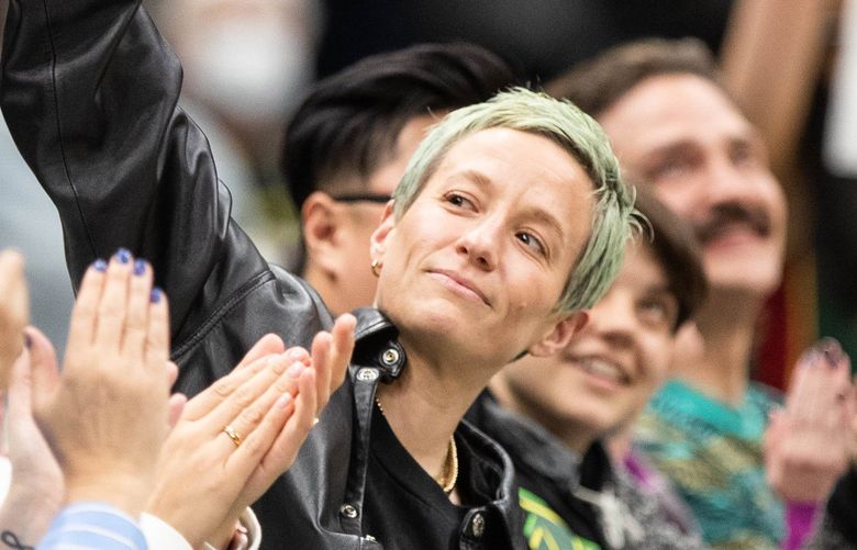 Megan Rapinoe is introduced to the Climate Pledge crowd in the first half Wednesday.

The Chicago Sky played the Seattle Storm in WNBA Basketball Wednesday, May 18, 2022 at Climate Pledge Arena, in Seattle, WA. 220419