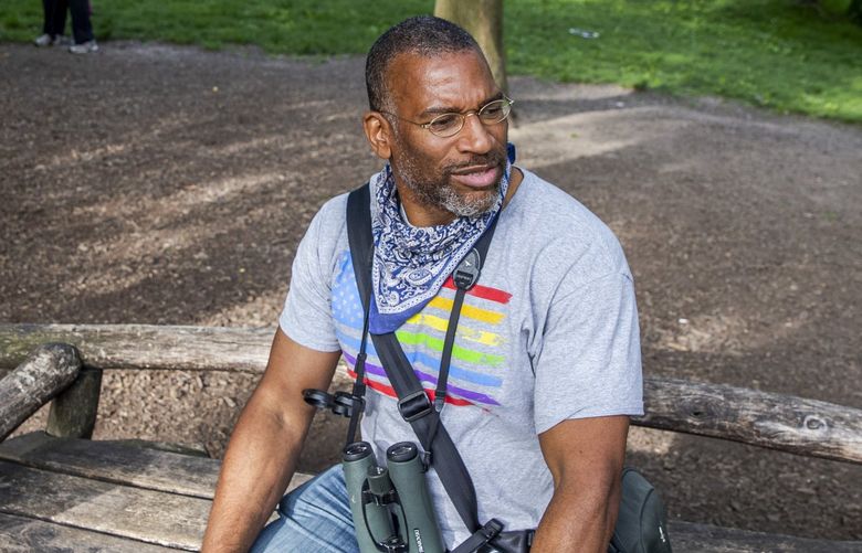 FILE — Christian Cooper, a prominent bird watcher who works in communications, in Central Park in New York, May 27, 2020. Cooper, whose encounter in Central Park with a white woman falsely accusing him of threatening her spurred a national outcry, will now be hosting a birding series on National Geographic, they announced on Monday, May 16, 2022. (Brittainy Newman/The New York Times) XNYT268 XNYT268