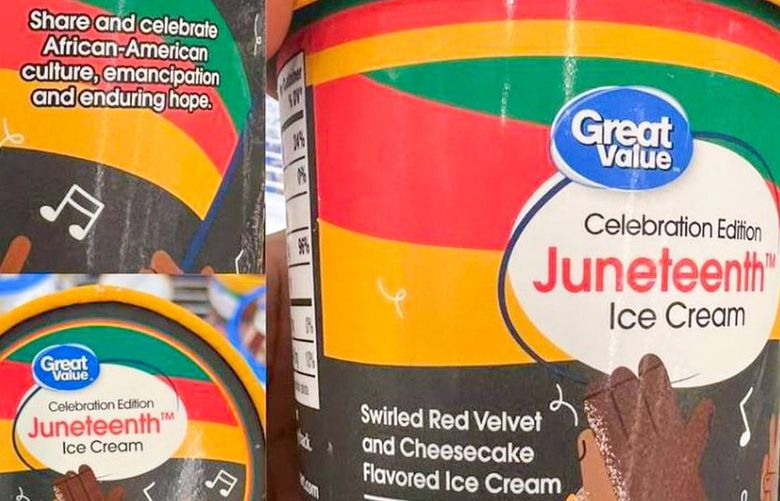 Walmart is pulling its Juneteenth ice cream, which consisted of a swirl of red velvet and cheesecake flavors, after backlash on social media. 48668846P
