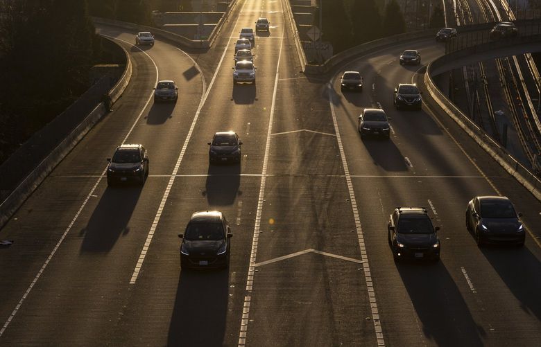 Traffic merging onto Interstate 90 in 2022. 