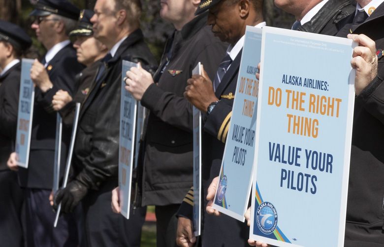 A spokesperson with the Alaska Airlines pilots union (ALPA) predicted that approximately 700 pilots and flight attendants from Alaska Airlines as well as many other airlines joined together Friday, April 1, 2022 on International Blvd. in SeaTac to picket regarding the lack of a union contract they have been waiting for for over two years. He said that the biggest issues pilots have involve more job security and more flexibility in their schedules. He added that Alaska lags the industry in hourly rates as well and they just want to be in line with their peers. The picketers came to SeaTac from all over the country. There were also picketers, bringing the total to 1,500, in Anchorage, San Francisco, Los Angeles and Portland.
220003