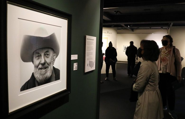 This large portrait of photographer Ansel Adams greets visitors to his exhibit at the Museum of History & Industry.  It’s by James Alinder from 1984.  The 48 photographs by Adams were all printed by him, likely the best known and according to MOHAI, America’s “most revered photographer:
The show opens to the public Saturday and runs through Sept. 5.     Ref to more photos online

 Ansel Adams: Masterworks exhibit and press preview at the Museum of History & Industry

Wed. May 25, 2022 220480