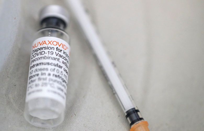 Illustration picture shows Nuvaxovid vial pictured during the start of vaccination with the Nuvaxovid vaccine, at the Pacheco test and vaccination center in Brussels on March 3, 2022. (Nicolas Maeterlinck/Belga/AFP/Getty Images/TNS) 49217518W