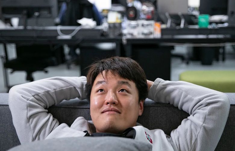 Do Kwon, co-founder and CEO of Terraform Labs, poses in the company’s working room in Seoul, South Korea on April 14. (Woohae Cho / Bloomberg)