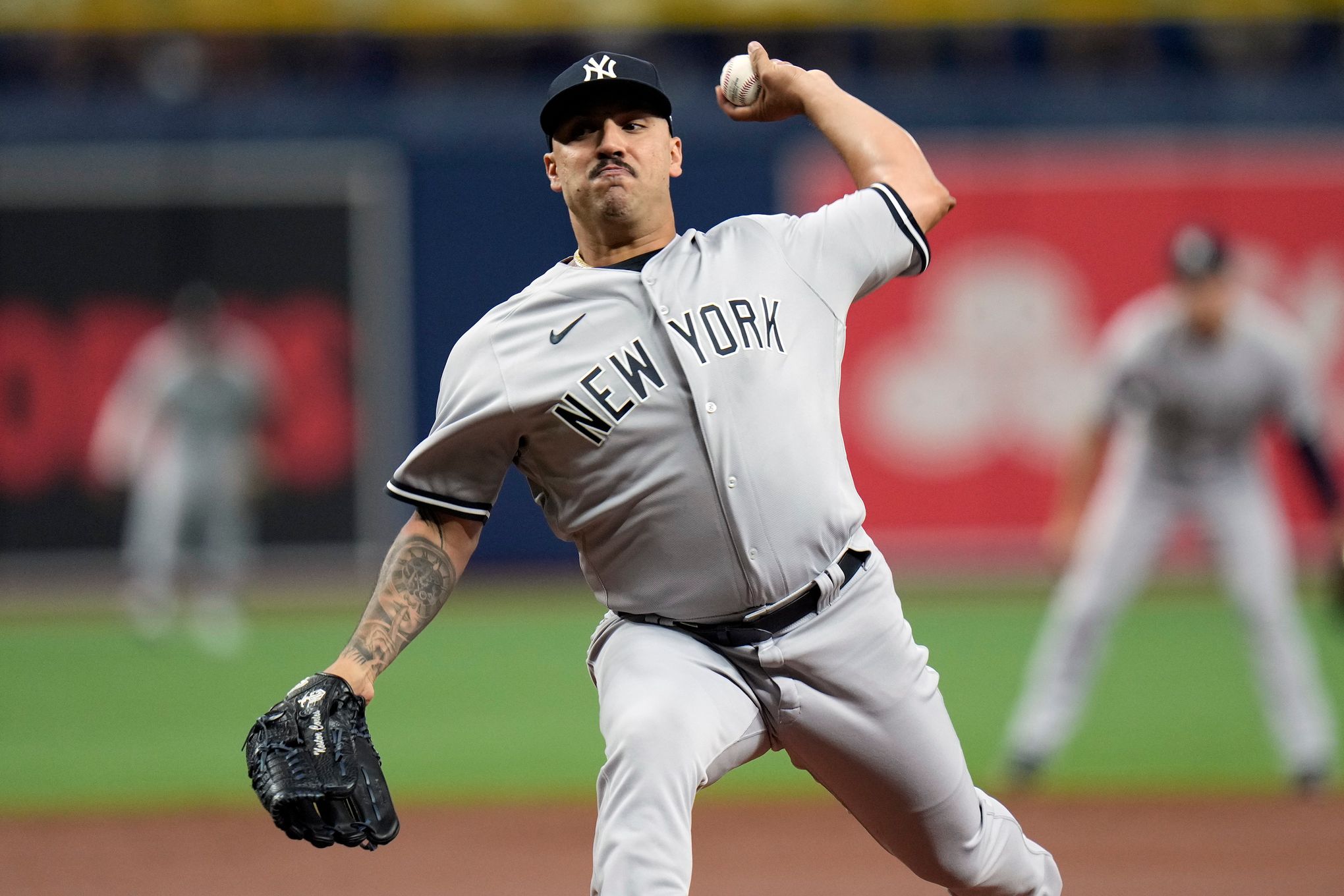 New York Yankees pitcher Nestor Cortes Jr. throws during the fifth