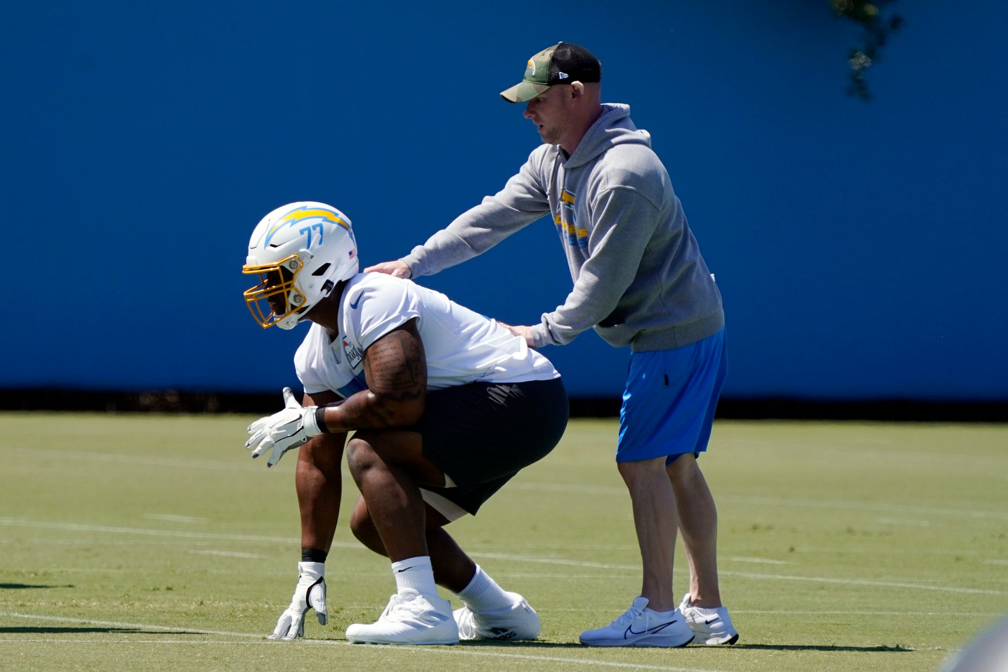 Los Angeles Chargers first-round draft pick Zion Johnson answers questions  during a news conference at the NFL football team's training facility  Friday, April 29, 2022, in Costa Mesa, Calif. (AP Photo/Kyusung Gong