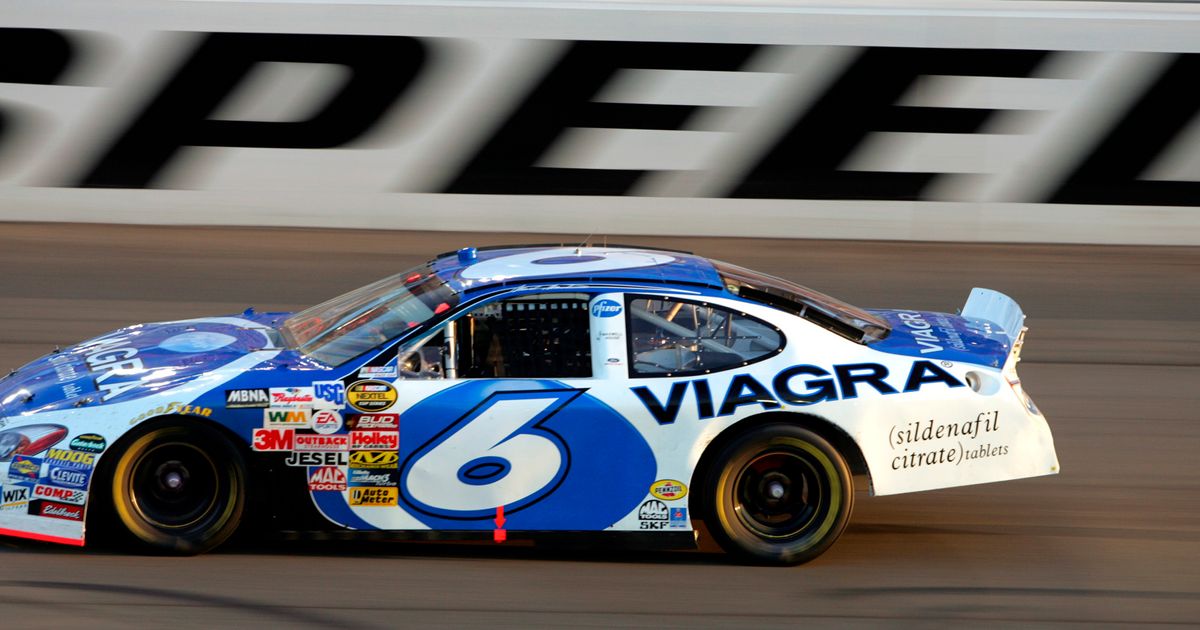 Mark Martin in the Number 6 car moves into second place during lap