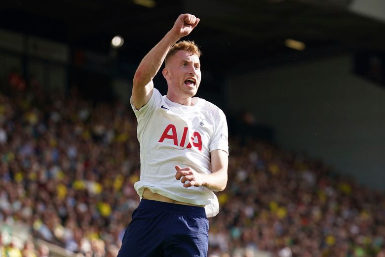 Dejan Kulusevski of Tottenham Hotspur celebrates after scoring the