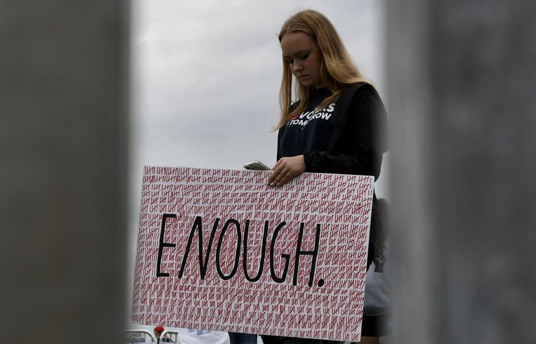 People gather for the March For Our Lives demonstration against gun violence in Washington, Saturday, June 11, 2022. More than 300 rallies were scheduled in the country on Saturday. (Kenny Holston/The New York Times) XNYT35 XNYT35