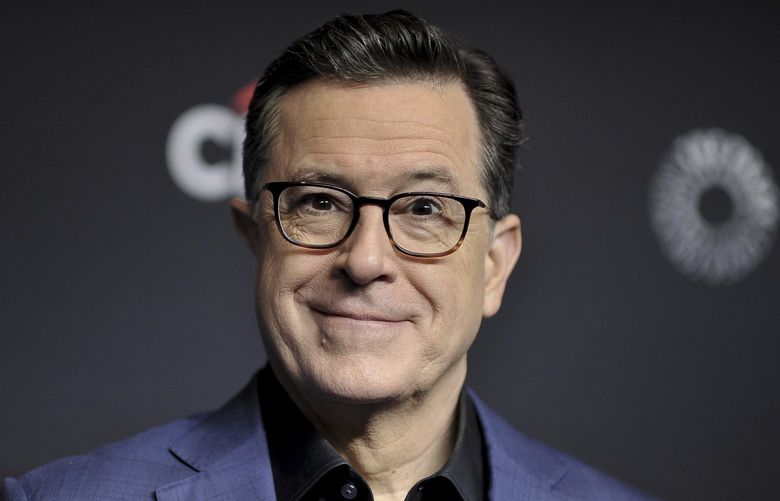 FILE – Stephen Colbert attends the 36th Annual PaleyFest “An Evening with Stephen Colbert” in Los Angeles on March 16, 2019.  Colbert says that his staff members arrested at a congressional office building last week were guilty of â€˜first-degree puppetry.â€™ His â€˜Late Showâ€™ monologue Monday was his first time addressing  the Thursday incident. U.S. Capitol Police detained comics including the voice of Triumph the Insult Comic Dog.  (Photo by Richard Shotwell/Invision/AP, File) NYET121 NYET121