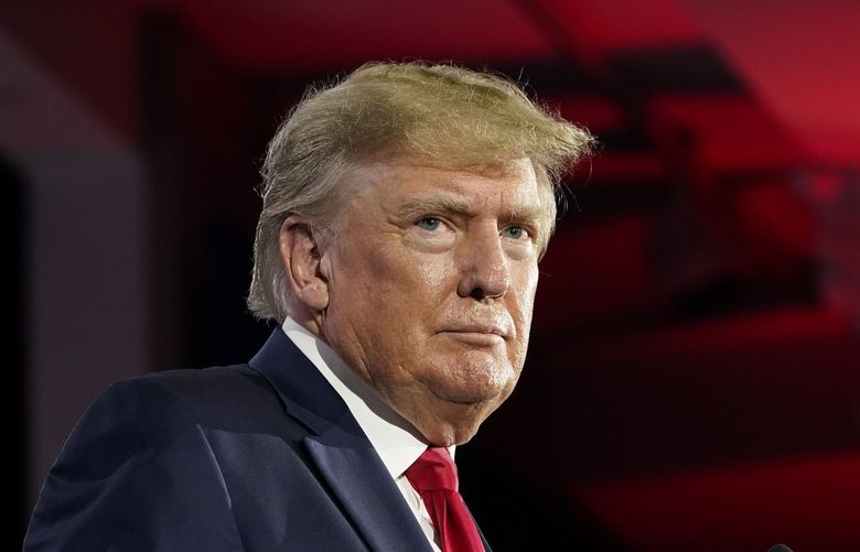 Former President Donald Trump speaks at the Road to Majority conference Friday, June 17, 2022, in Nashville, Tenn. (AP Photo/Mark Humphrey)