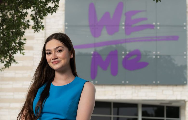 Senior Andrea Maldonado, 21, on the campus of Paul Quinn College in Dallas, on Thursday, June 10, 2022. Maldonado has been using the mental health clinic on campus since her freshman year. (Ben Torres / special contributor for The Dallas Morning News)
