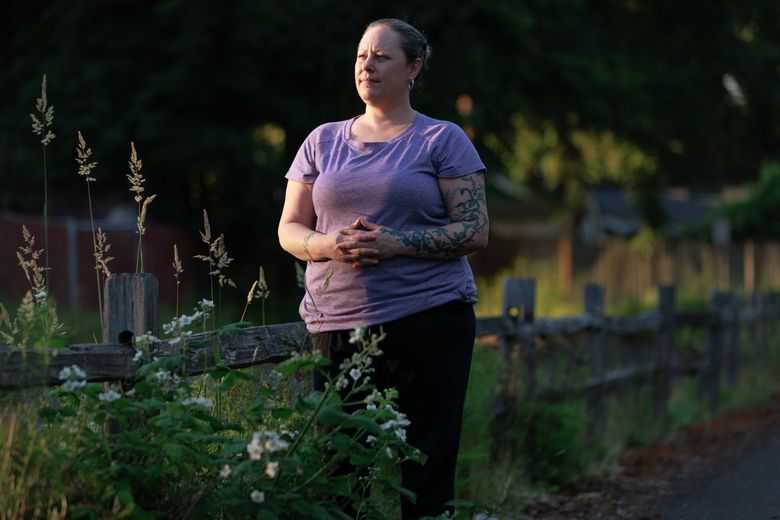 Carmin Edgmon worries about her son Charlie, who’s been housed at Seattle Children’s for more than a year while waiting for outpatient psychiatric care that will allow him to live at home in Covington.  (Erika Schultz / The Seattle Times)