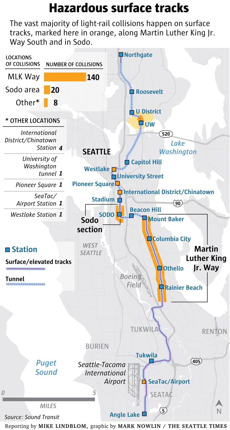 Cracked tiles mean light rail in Rainier Valley will run less often this  summer