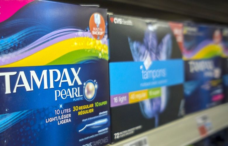 Boxes of tampons are displayed in a pharmacy in New York. (Richard B. Levine/Newscom/Zuma Press/TNS) 50478746W 50478746W
