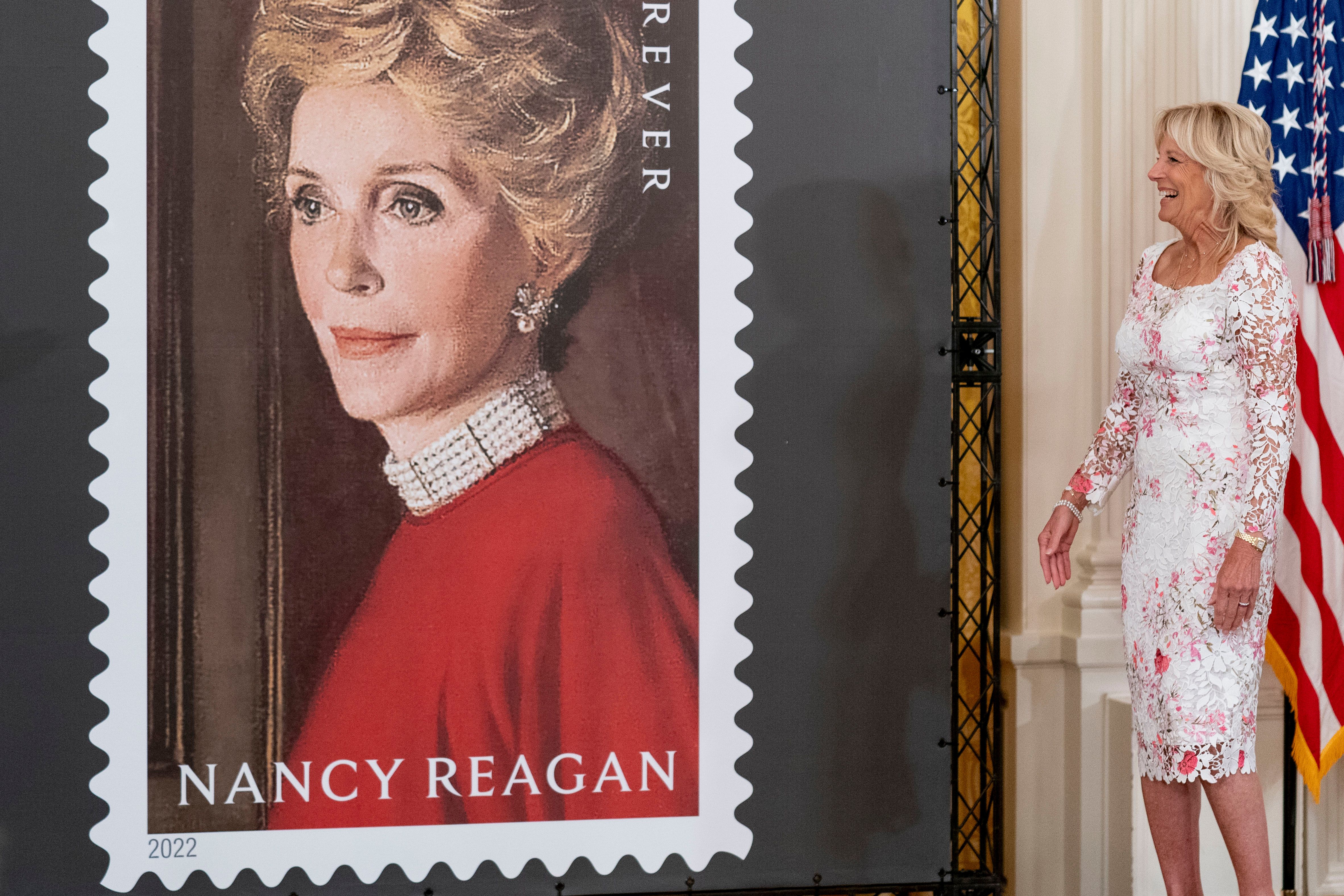 Jill Biden helps unveil postage stamp honoring Nancy Reagan The