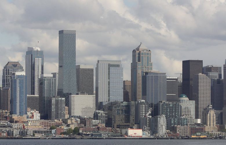 The Seattle skyline photographed from the Seattle to Bainbridge ferry, April 30, 2022.

LO LO LO 220294