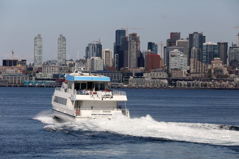 Seattle ferry sails near city