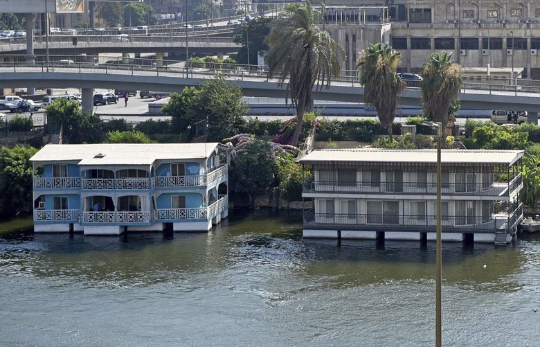 Several houseboats stand moored on the banks of the Nile River in Cairo, Egypt on June 27, 2022. A government push to remove the string of houseboats from Cairoâ€™s Nile banks has dwindled their numbers from a several dozen to just a handful. The tradition of living on the Nile River dates back to the 1800s, and the removal of the boats has drawn criticism in Egypt. The government says it plans to develop the waterfront.  (AP Photo/Tarek Wagih) CAIDK711 CAIDK711