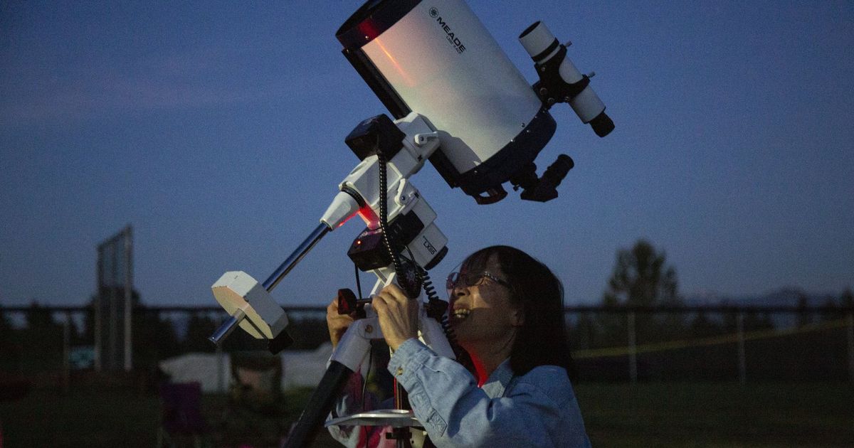 Members of the Seattle Astronomical Society search the nighttime sky