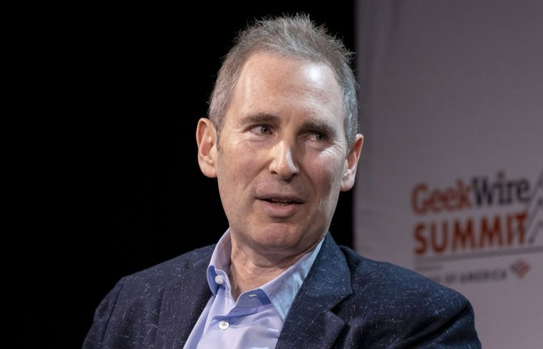 Andy Jassy, chief executive officer of Amazon.Com Inc., speaks during the GeekWire Summit in Seattle, Washington, U.S., on Tuesday, Oct. 5, 2021. The GeekWire Summit brings together business, tech and community leaders for discussions about the future.