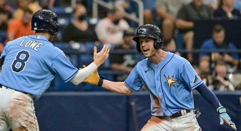 Rays' Brett Phillips pitches, and makes amazing catch