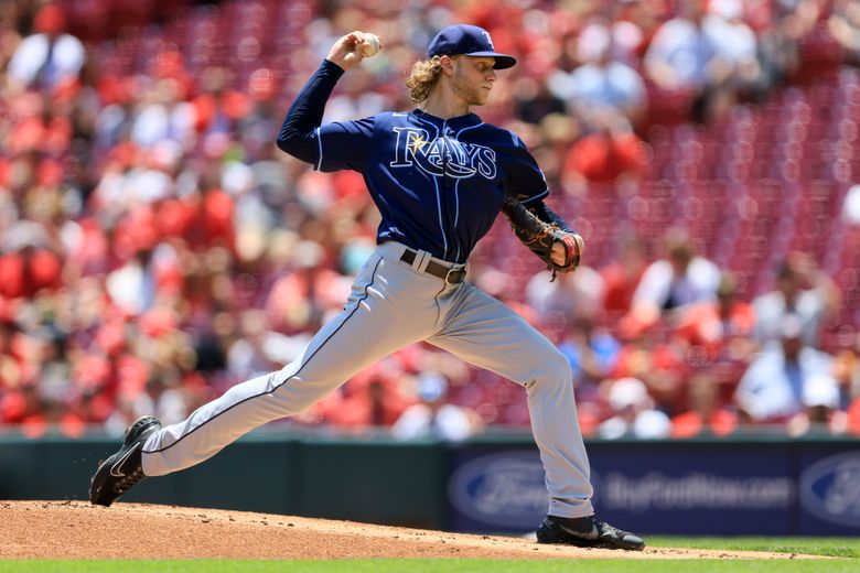 Tampa Bay Rays pitcher Shane Baz pitches during the first inning