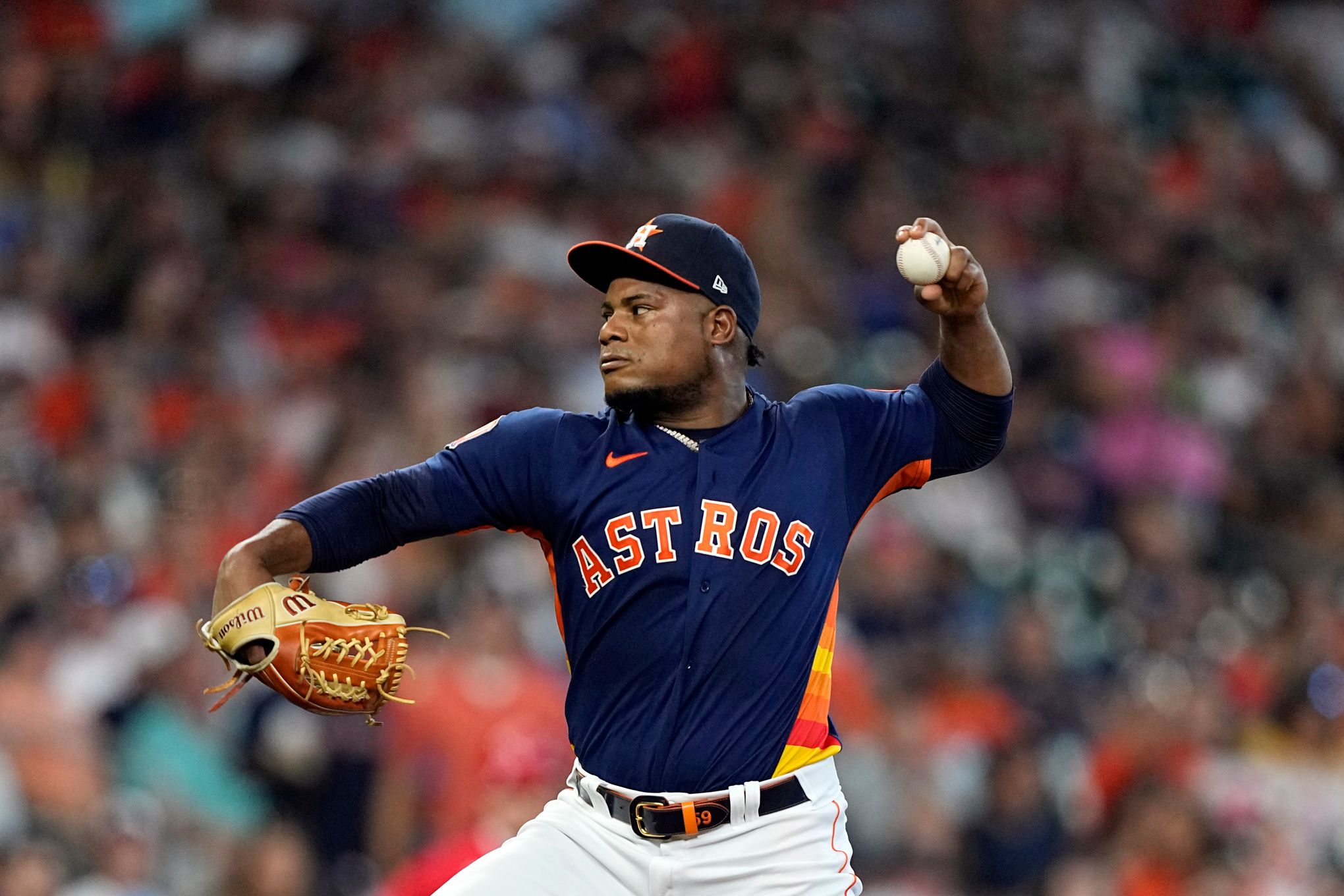 Parker Mushinski of the Houston Astros delivers during the eighth