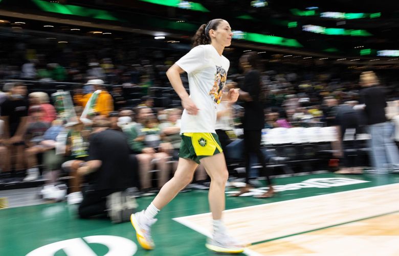 Sue Birds heads out on to the court for Wednesday’s game.

The Minnesota Lynx played the Seattle Storm in WNBA basketball Wednesday, August 3, 2022 at Climate Pledge Arena, in Seattle, WA. 221152