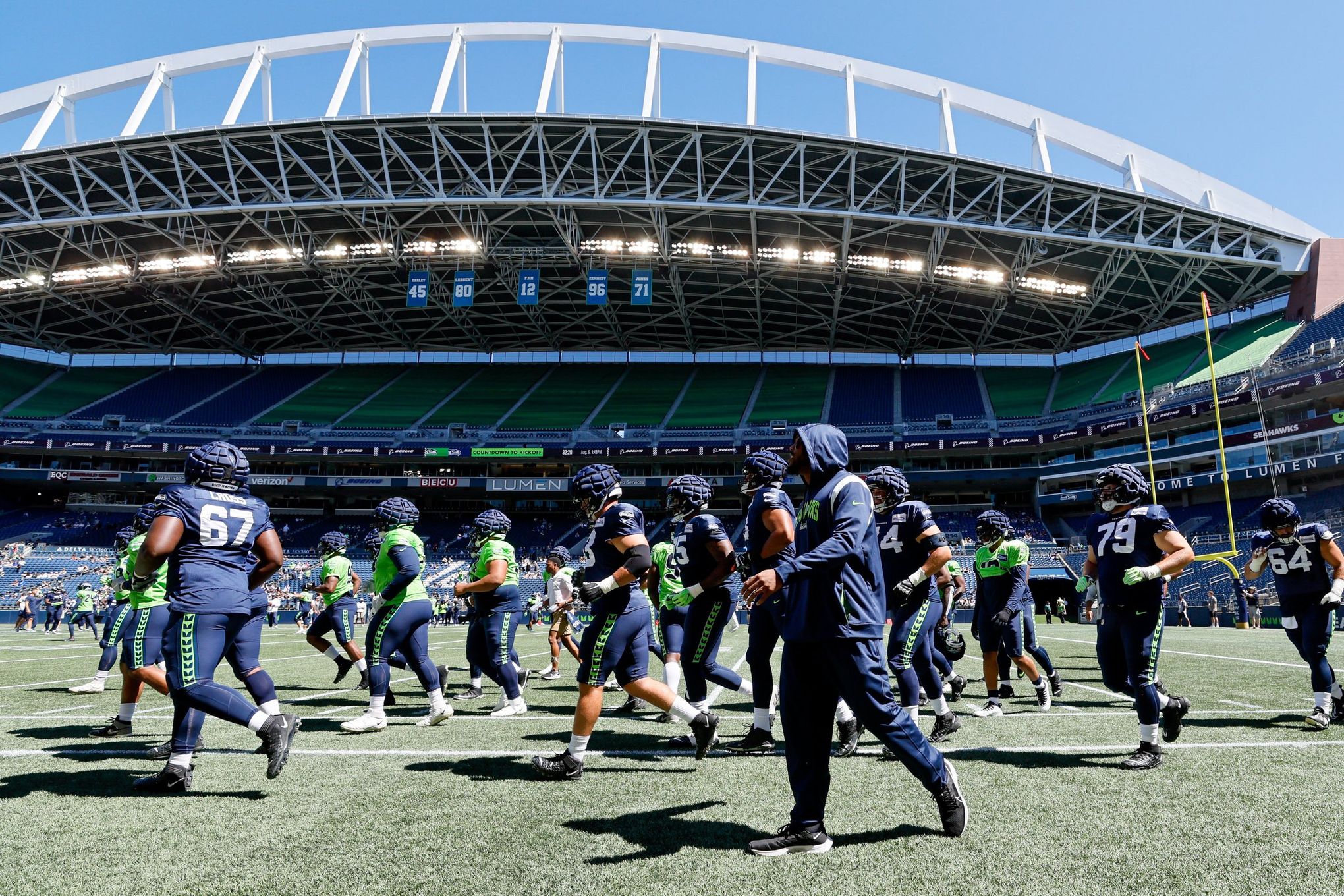 Seattle Seahawks scrimmage in Lumen Field on Saturday Aug. 6, 2022