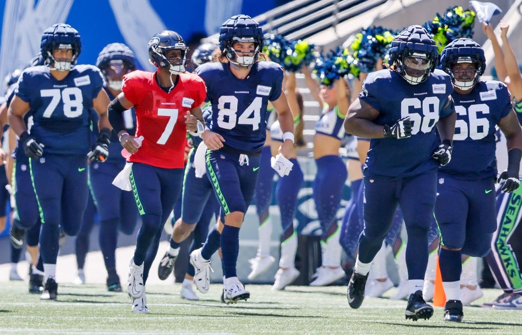 Seattle Seahawks cornerback Tariq Woolen (27) walks off the field after an  NFL football game against the Carolina Panthers, Sunday, Dec. 11, 2022, in  Seattle, WA. The Panthers defeated the Seahawks 30-24. (