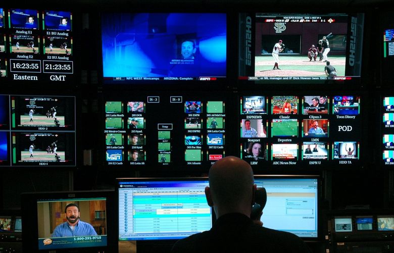 A control room at the ESPN headquarters in Bristol, Conn. on June 6, 2008. Disney is being pressured to spin off ESPN, the sports-focused division that has been its traditional profit engine. (George Ruhe/The New York Times) 