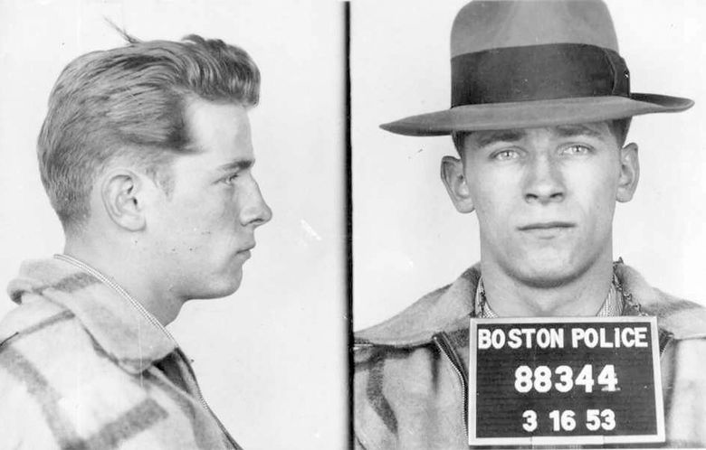 In an image provided by the Boston Police Department, James (Whitey) Bulger after an arrest in Boston in 1953. Three men were indicted on Wednesday, Aug. 17, 2022, in the death of the notorious gangster James (Whitey) Bulger, who was beaten to death four years ago in a West Virginia federal prison where he was serving a sentence for crimes that terrorized Boston in the 1970s and ’80s. (Boston Police Department via The New York Times) – FOR EDITORIAL USE ONLY. – XNYT190 XNYT190 (BOSTON POLICE DEPARTMENT / NYT)