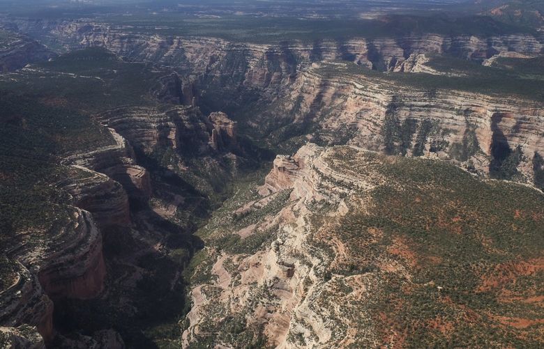 FILE – This May 8, 2017, photo, shows Arch Canyon within Bears Ears National Monument in Utah. Utah state and county officials sued the Biden administration Wednesday, Aug. 24, 2022, over the president’s decision last year to restore two sprawling national monuments on rugged lands sacred to Native Americans that President Trump had downsized. (Francisco Kjolseth/The Salt Lake Tribune via AP, File) UTSAC201 UTSAC201