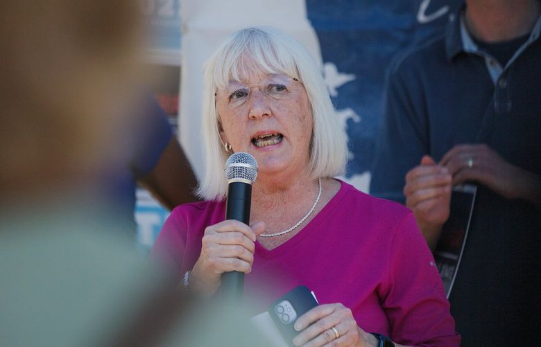 Washington Senator Patty Murray speaks at a Get Out the Vote canvass kickoff in Lakewood, WA on July 30, 2022, ahead of the August 2 primary election.