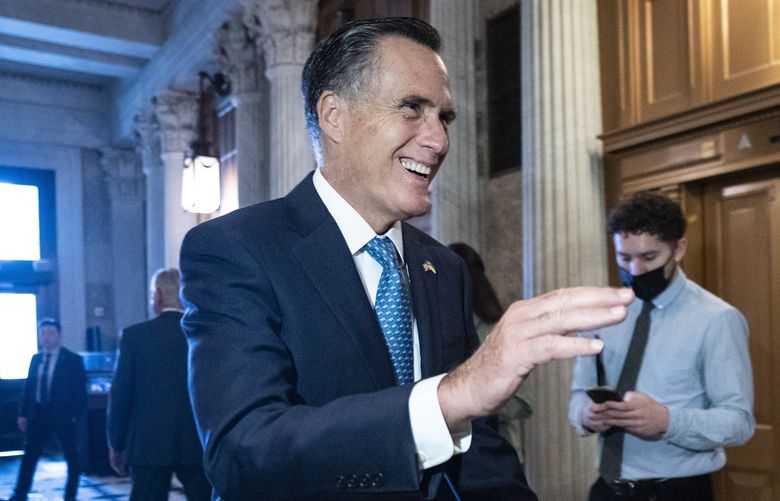 Sen. Mitt Romney of Utah and some other Republicans are trying to push their party to support more generous federal funding for new parents after the Supreme Court overturned Roe v. Wade. MUST CREDIT: Washington Post photo by Jabin Botsford