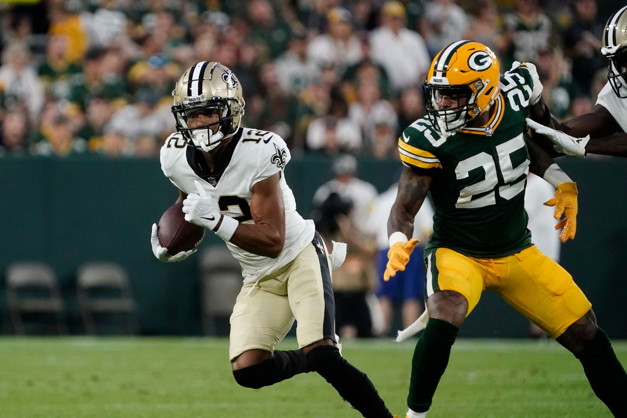 Green Bay Packers' Tyler Goodson during an NFL preseason football