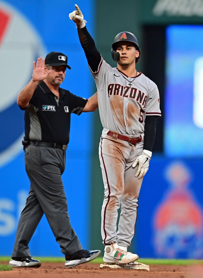 Alek Thomas of the Arizona Diamondbacks bats against the Minnesota