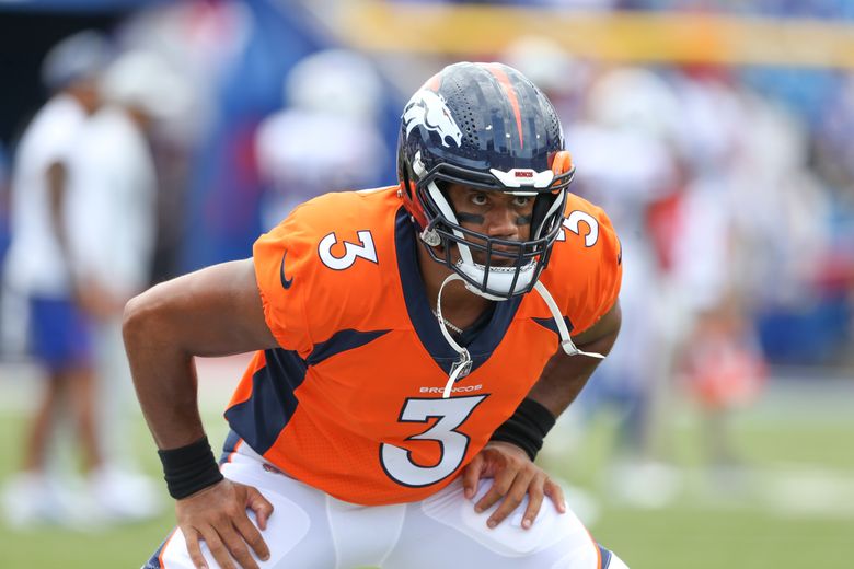 Denver Broncos linebacker Nik Bonitto runs on the field during the first  half of a preseason NFL football game against the Buffalo Bills in Orchard  Park, N.Y., Saturday, Aug. 20, 2022. (AP