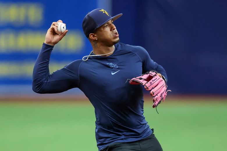 Tampa Bay Rays shortstop Wander Franco fields a ground ball out